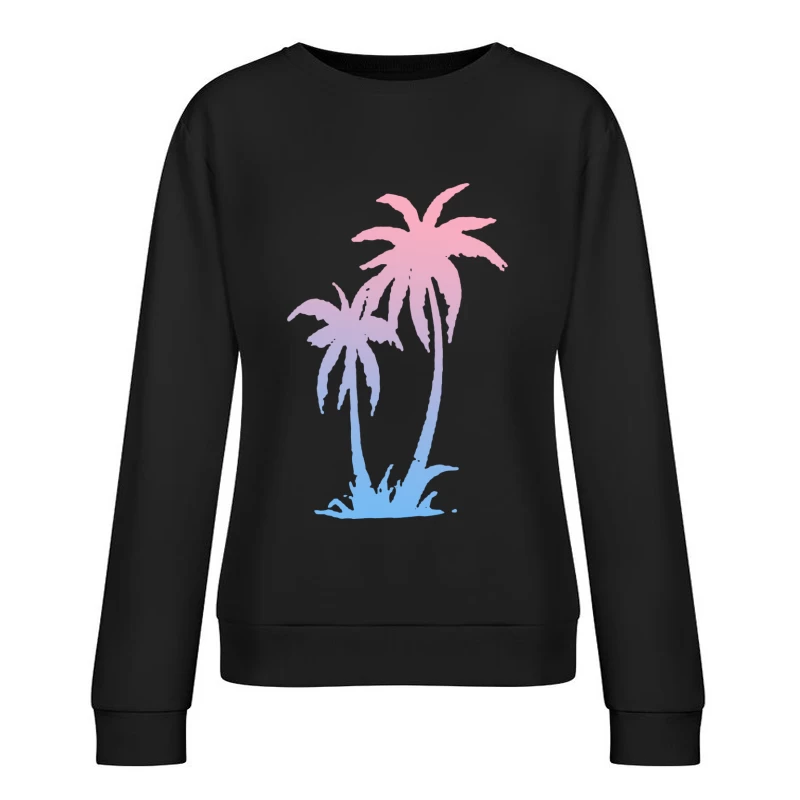 Pastellfarbene Palmen im Sonnenuntergang Damen Pullover Sweatshirt