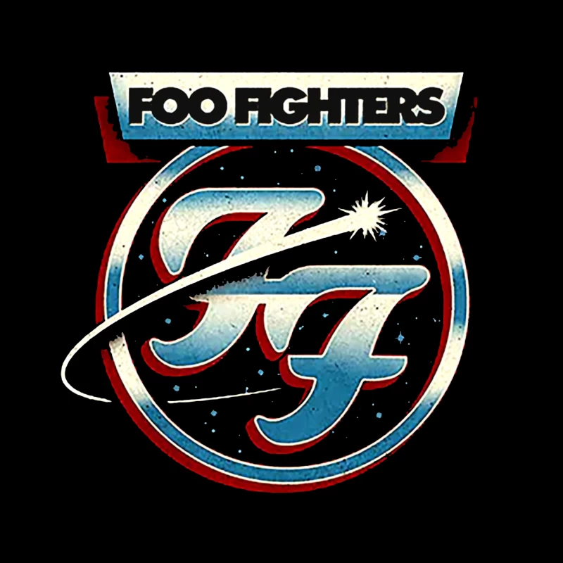 Foo Fighters Classic Circular Band Logo in Red and Blue Throw Pillow