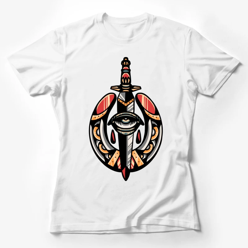 Fantasy Shield with Sword and Eye Emblem Female T-Shirt