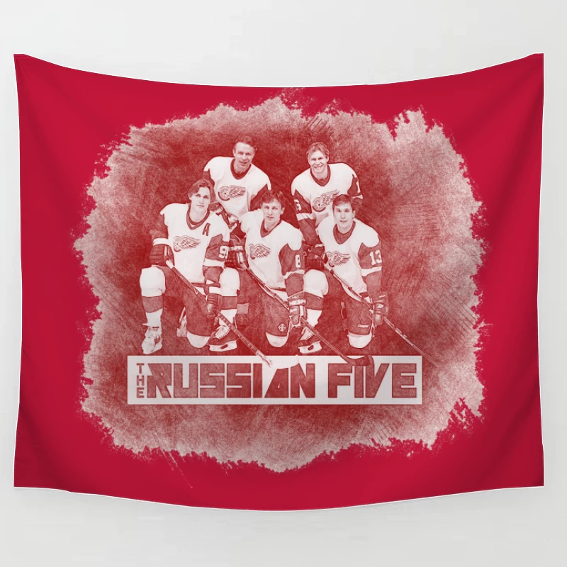 The Legendary Russian Five of Detroit Red Wings Hockey Team - Vintage Art Tapestry