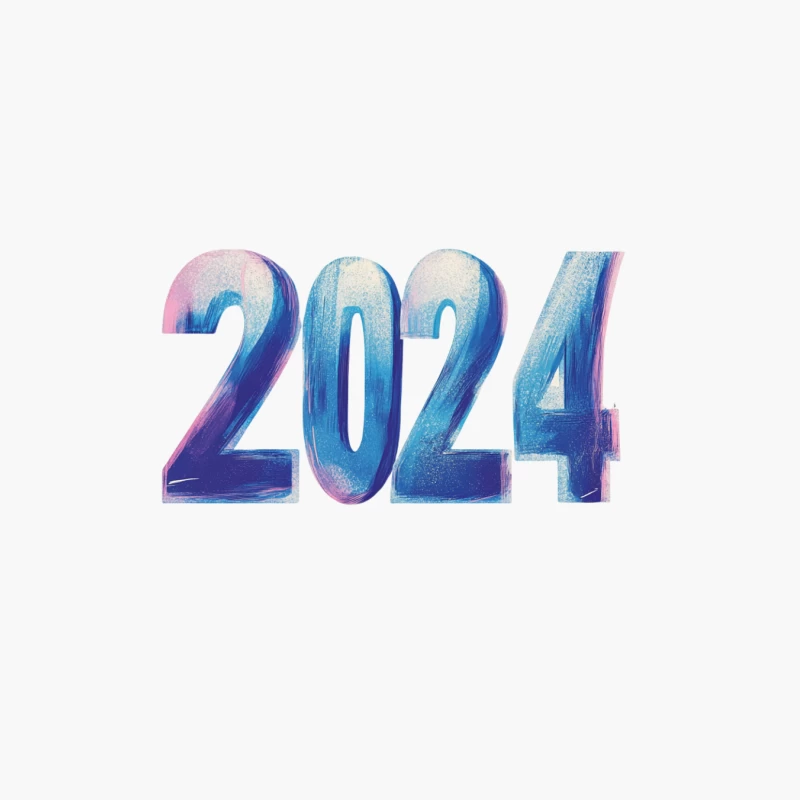 Vibrant Blue 2024 Typography for New Year Cotton Tote Bag