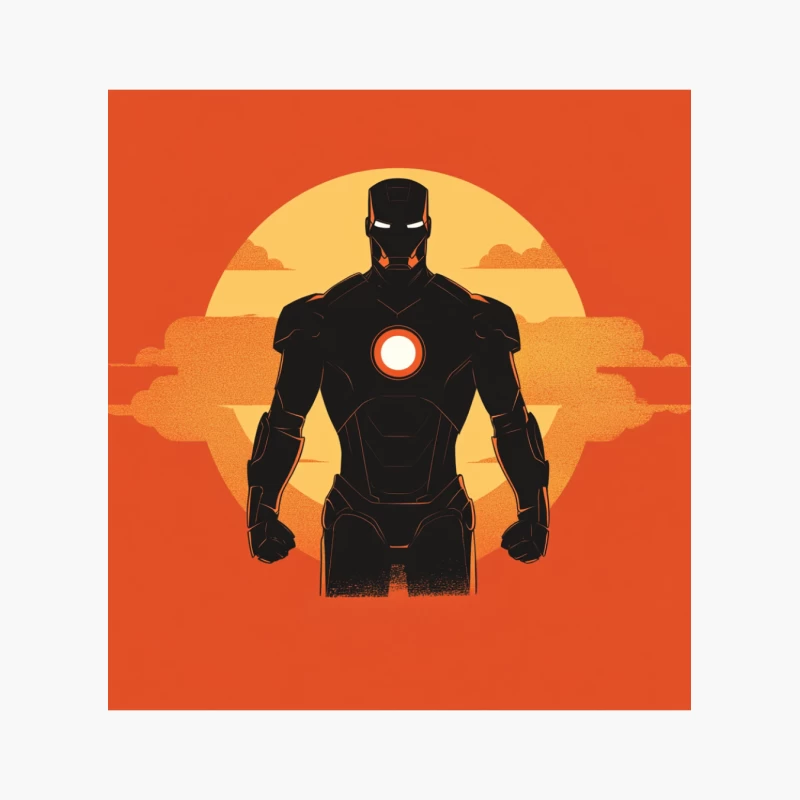 Iron Man Silhouette Against Sunset Sky Cotton Tote Bag