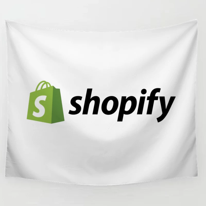 Shopify E-commerce Platform Logo with Green Shopping Bag Icon Tapestry