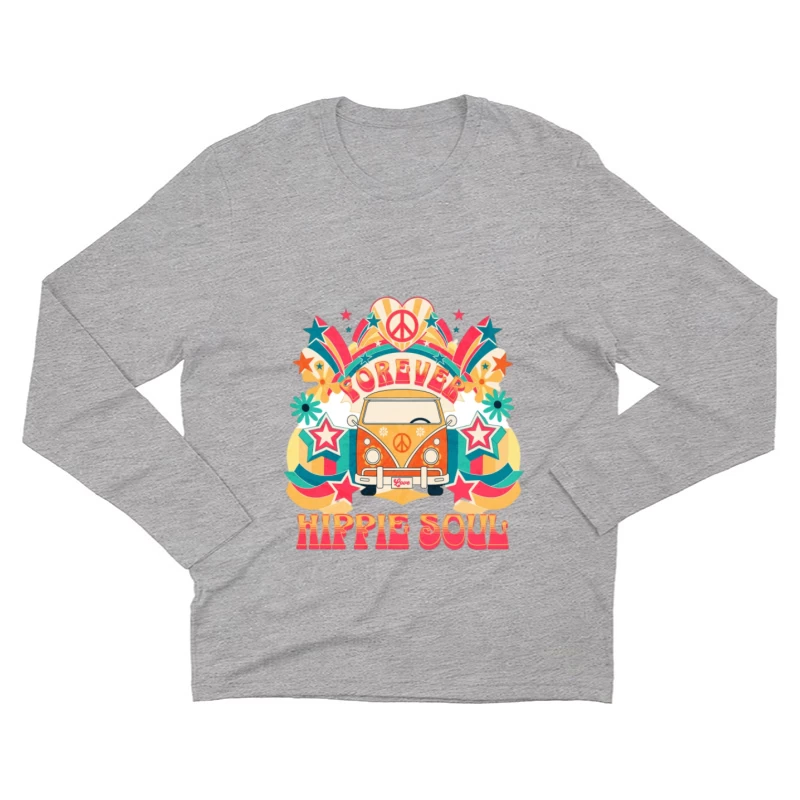 Bunter Hippie-Bus mit Frieden Herren Langarm T-Shirt
