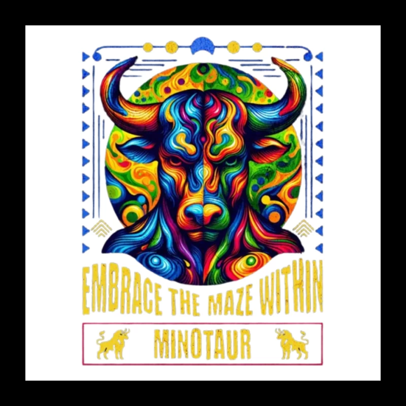 Psychedelic Minotaur: Embrace the Maze Within Pin