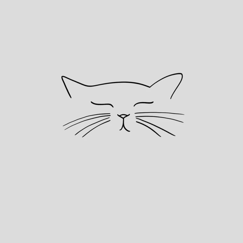 Minimalist Line Drawing of a Cute Cat Face Baseball Cap