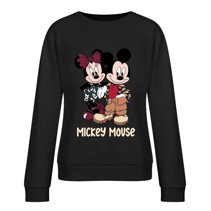 Retro Stil von Micky Maus und Minnie Damen Pullover Sweatshirt