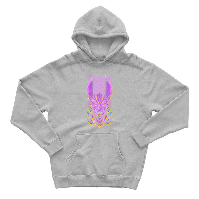 Purple Demon Mask Illustration Male Pullover Hoodie