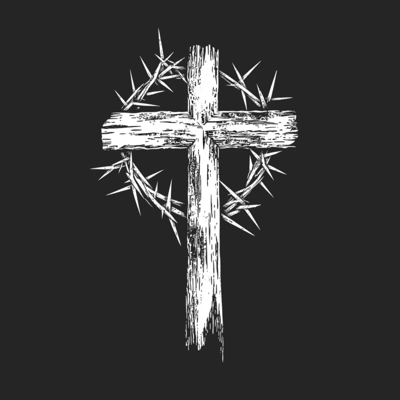 Abstract Minimalist Sketch of Christian Cross Female Pullover Sweatshirt