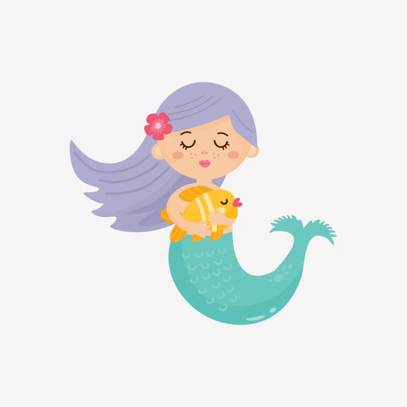 Petite sirène avec poisson Femme T-Shirt