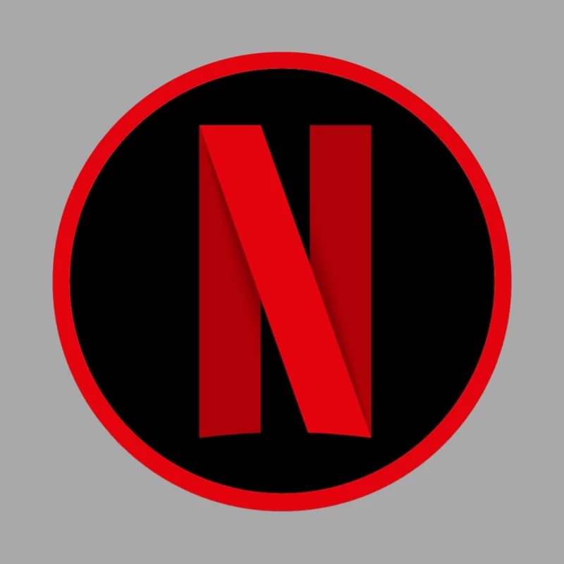 Netflix Streaming Service Logo in Red and Black Circle Male Pullover Hoodie