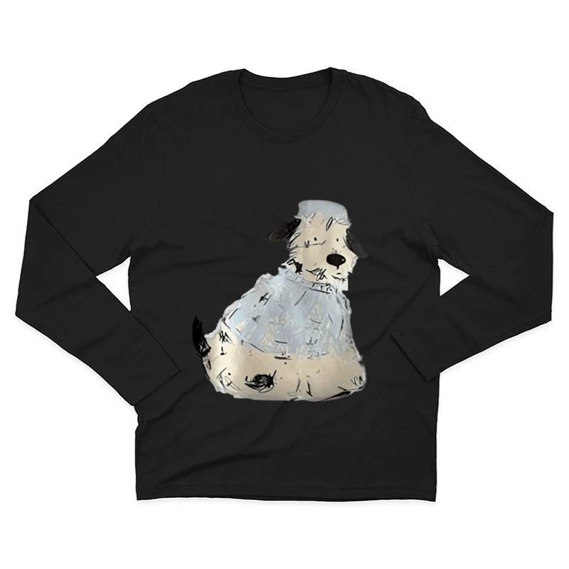 Niedlicher Cartoon-Hund mit Hemd Herren Langarm T-Shirt