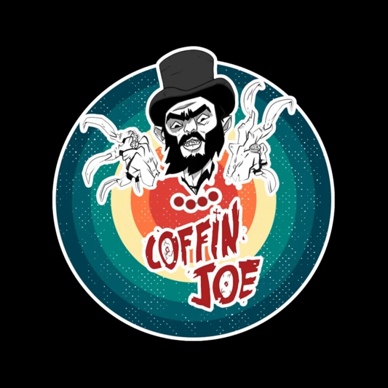 Coffin Joe: Retro Horror Logo with Bearded Character and Ghosts Pin