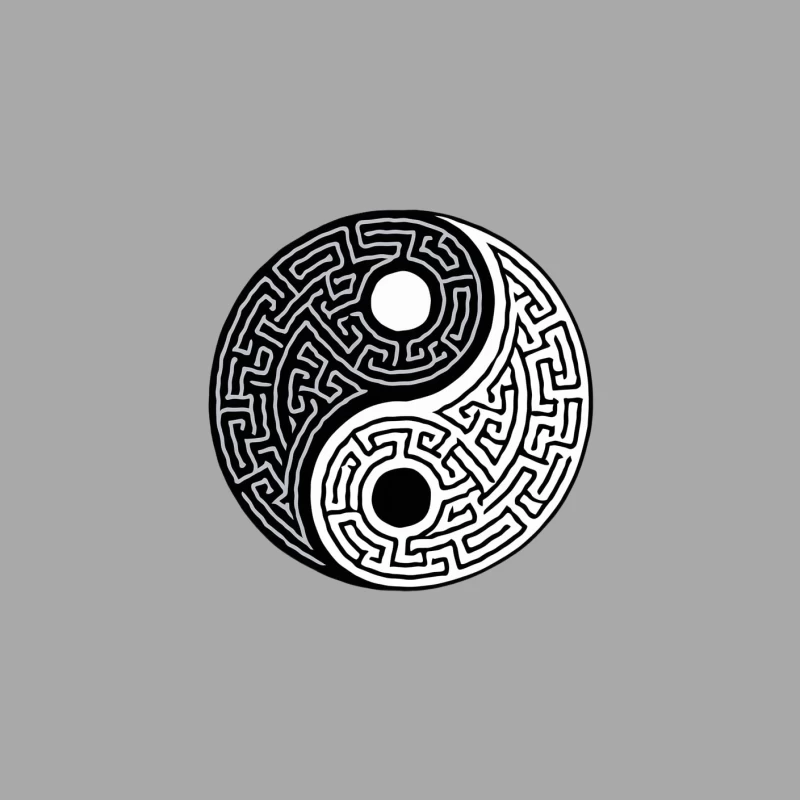 Intricate Yin Yang Maze: Symbolizing Balance and Duality Male Pullover Hoodie