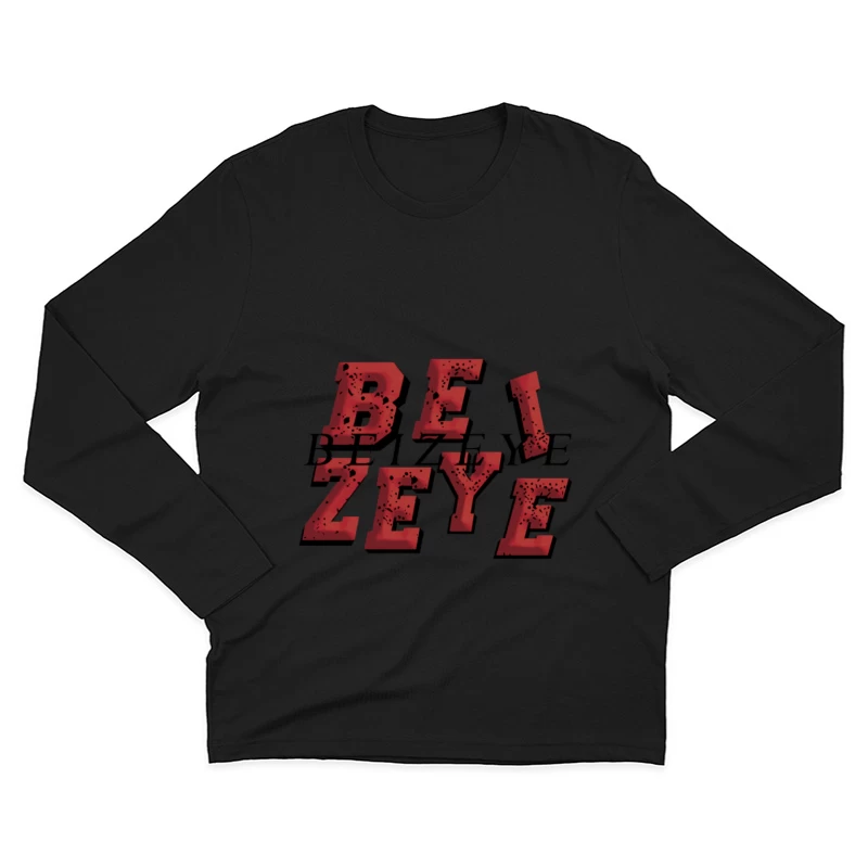 Rotes 3D-Typografie-Design Herren Langarm T-Shirt