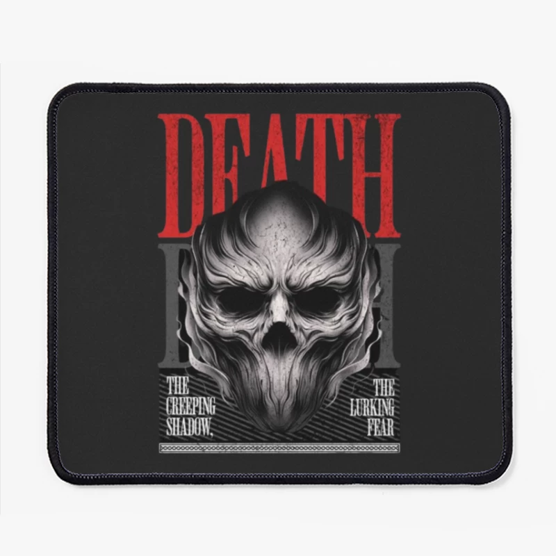 Gothic Death Skull with Red Typography Art Mouse Pad