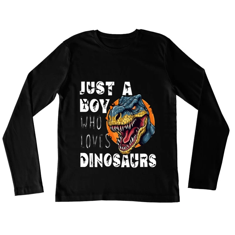 Ein Junge, der Dinosaurier liebt Damen Langarm T-Shirt