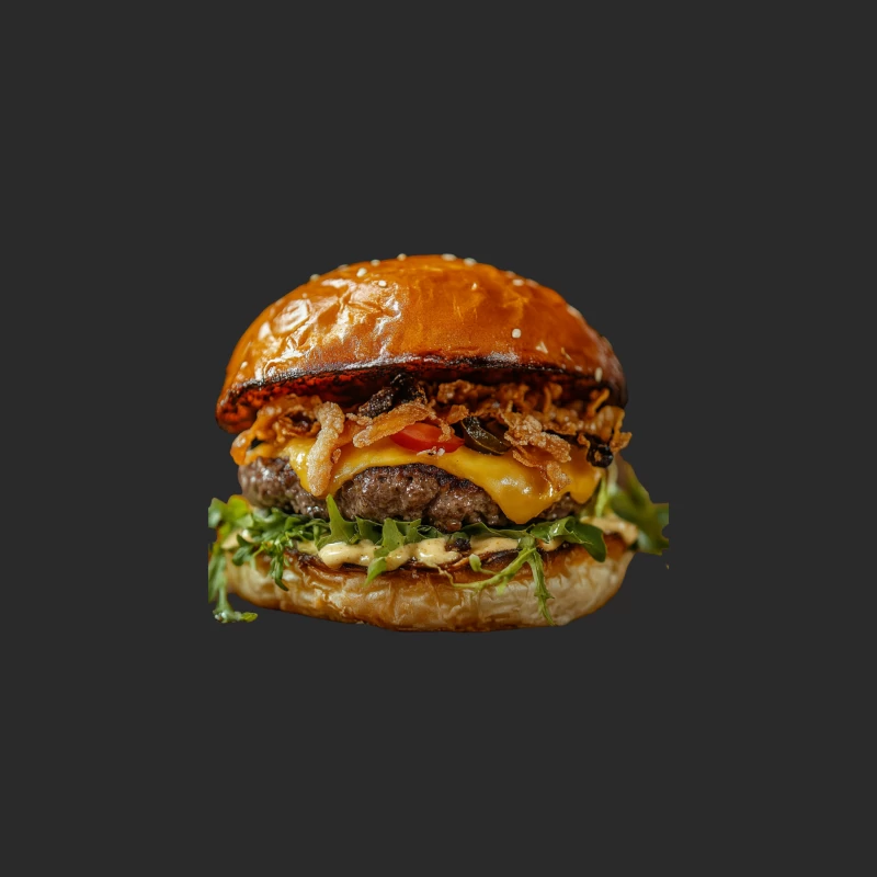 Gourmet Cheeseburger with Sesame Bun and Melted Cheese Baseball Cap