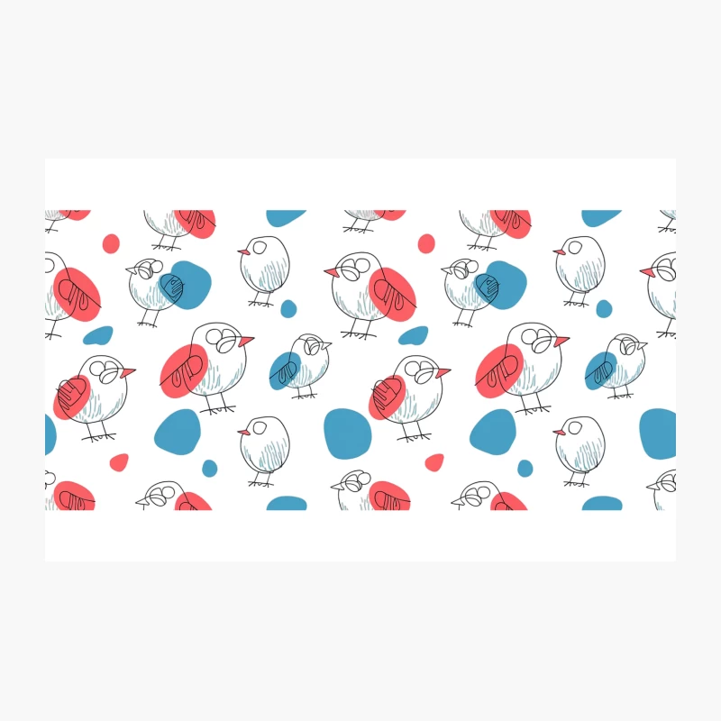 Minimalist Bird Pattern with Red and Blue Accents Travel Mug