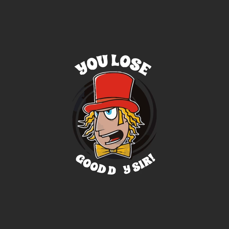 Quirky Cartoon Character with Red Top Hat and Bow Tie Baseball Cap