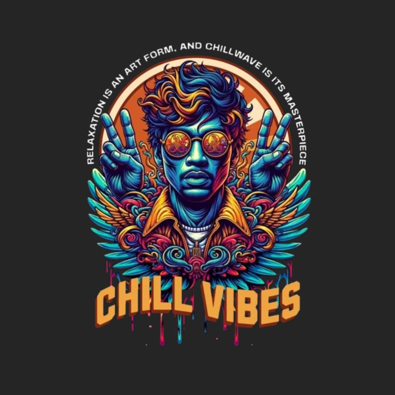 Psychedelic Peace and Chill Vibes Retro Art Design Male Pullover Sweatshirt