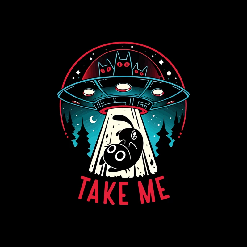 Take Me – UFO & Cat Abduction Whimsy Mouse Pad