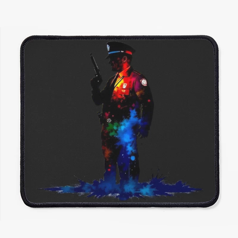 Artistic Watercolor Police Officer Silhouette Mouse Pad