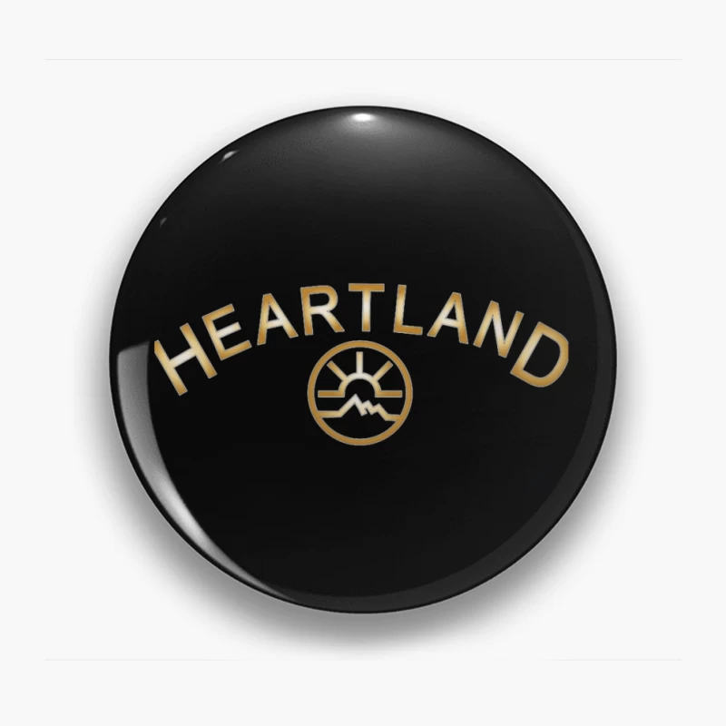 Heartland Hockey Logo with Golden Text and Minimalist Design Pin