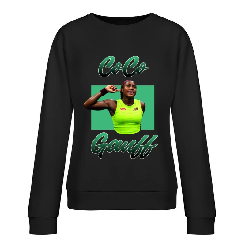 Professional Tennis Athlete in Bright Training Attire Female Pullover Sweatshirt