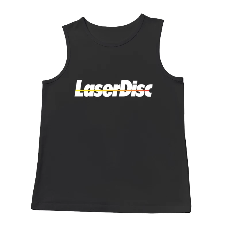 Retro Laser Disc Logo with Typography Outline Male Tank Top