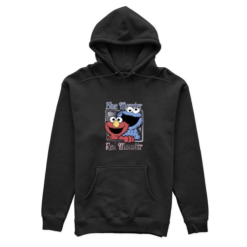 Blaues und rotes Monster Zeichnung Damen Pullover Hoodie