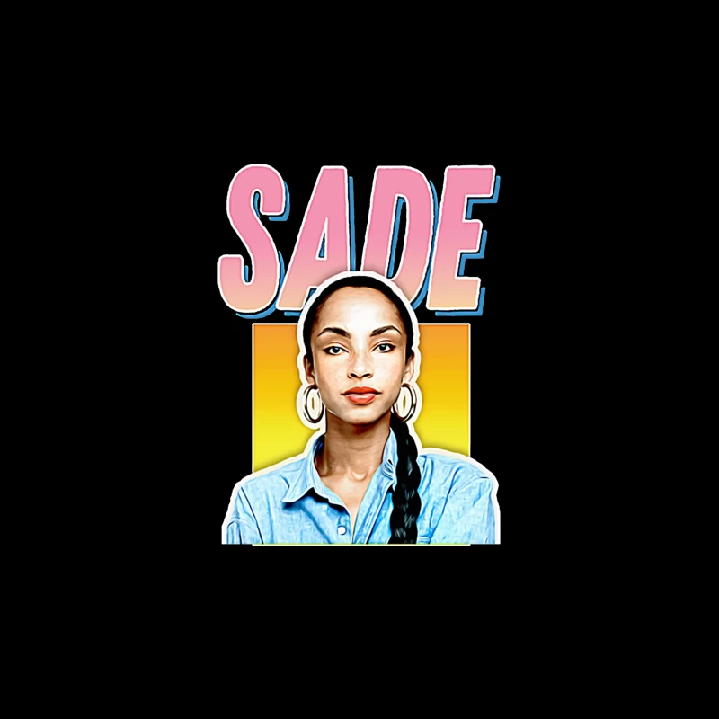 Stylized Pop Art Portrait with Pink "SADE" Text Tapestry