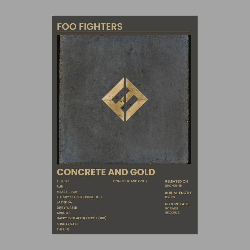 Foo Fighters' Concrete and Gold Album Cover with Tracklist Female T-Shirt