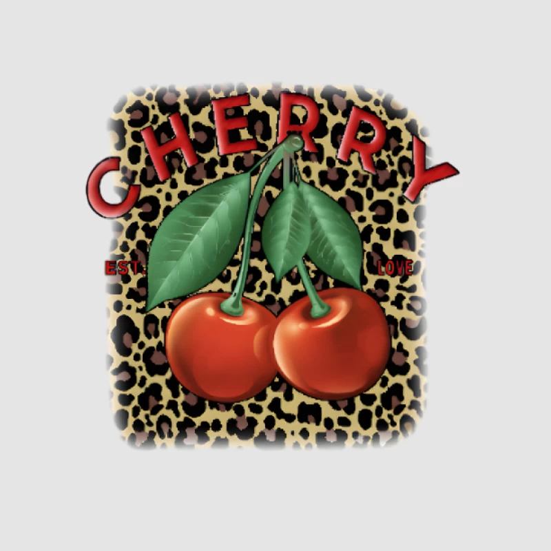 Design de cerises avec motif léopard Homme Sweat à capuche