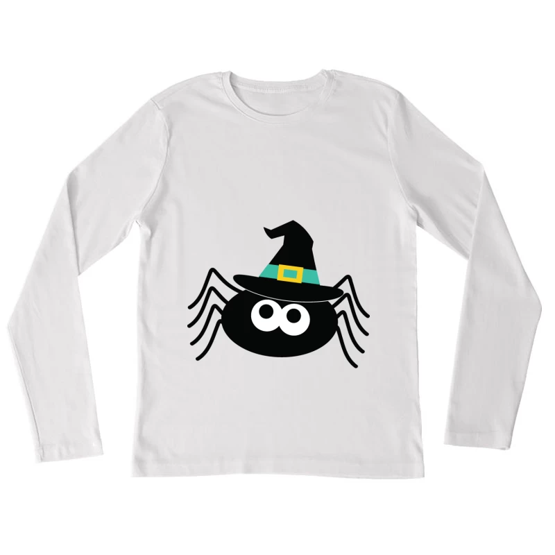 Araignée Halloween avec chapeau de sorcière Femme Manches Longues T-Shirt