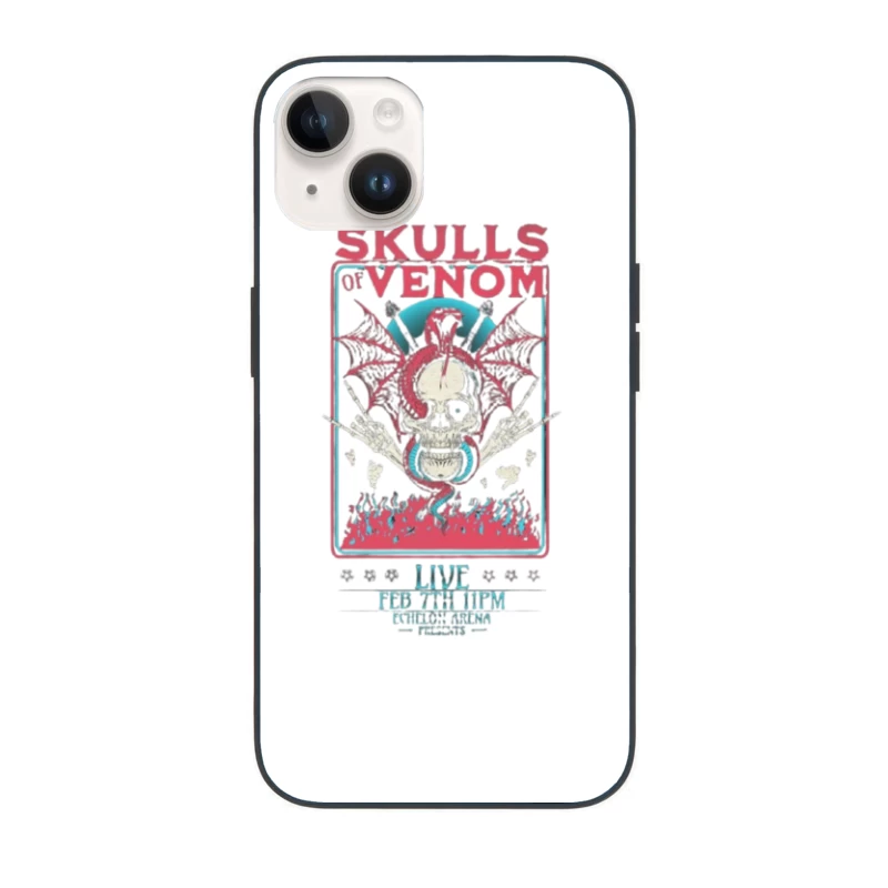 Gothic Skulls of Venom Concert Poster with Spiderwebs and Flames iPhone Case