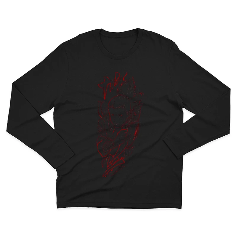Kunstvoller Krieger in Rot Herren Langarm T-Shirt