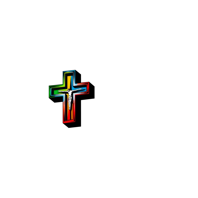 Colorful Modern Christian Cross with Crucifixion Coffee Mug