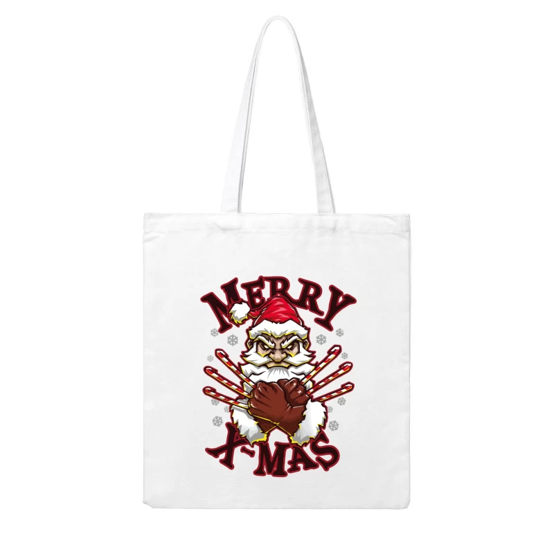 Muscle Santa: Merry X-Mas with Attitude Cotton Tote Bag