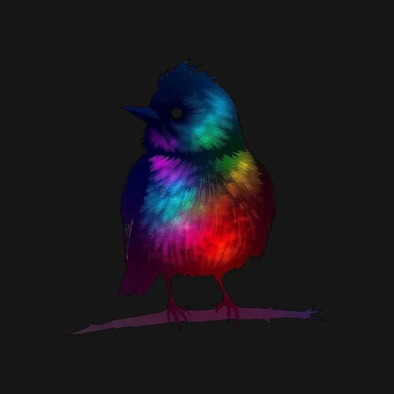 Rainbow Fantasy Bird Silhouette Art Mouse Pad