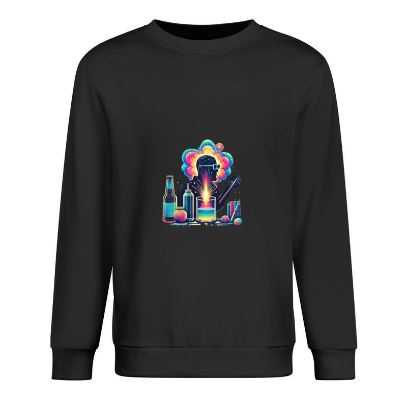 Colorful Mind: Creative Science and Imagination Illustration Male Pullover Sweatshirt