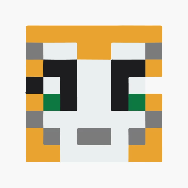 Pixelated Minecraft Character Face in Geometric Design Cotton Tote Bag