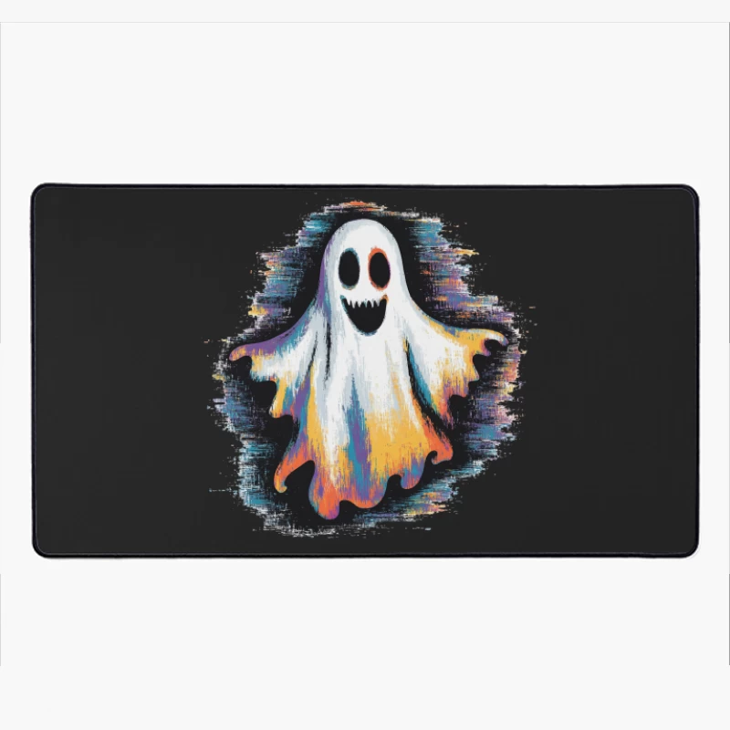 Colorful Spooky Ghost Halloween Illustration Desk Mat