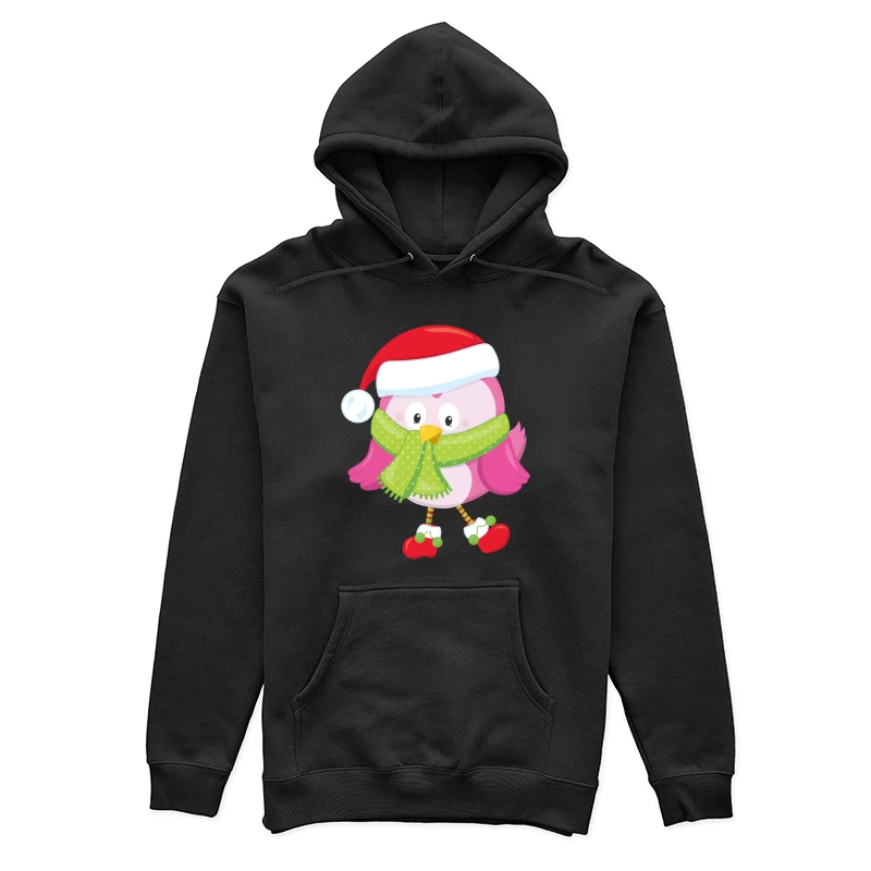 Chouette de Noël rose avec écharpe verte Femme Sweat à capuche