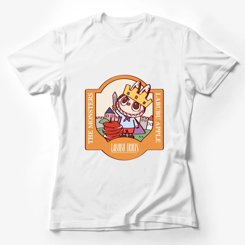 Kleines Monster mit Schwert und Äpfeln Damen T-Shirt