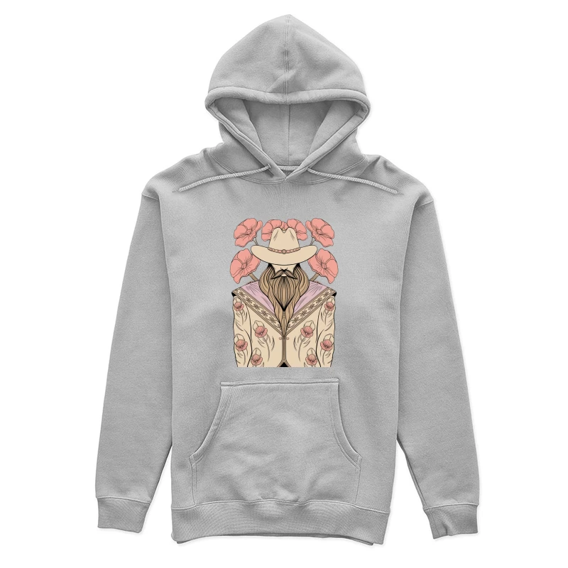 Bearded Cowboy with Floral Western Attire Female Pullover Hoodie