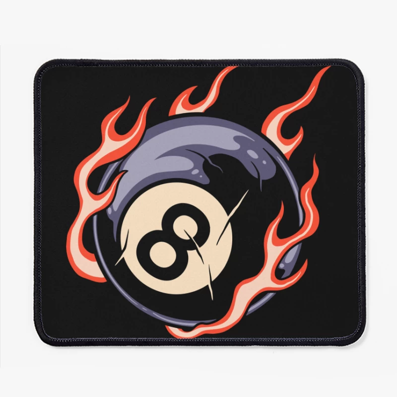 Flaming Eight Ball Illustration Mouse Pad