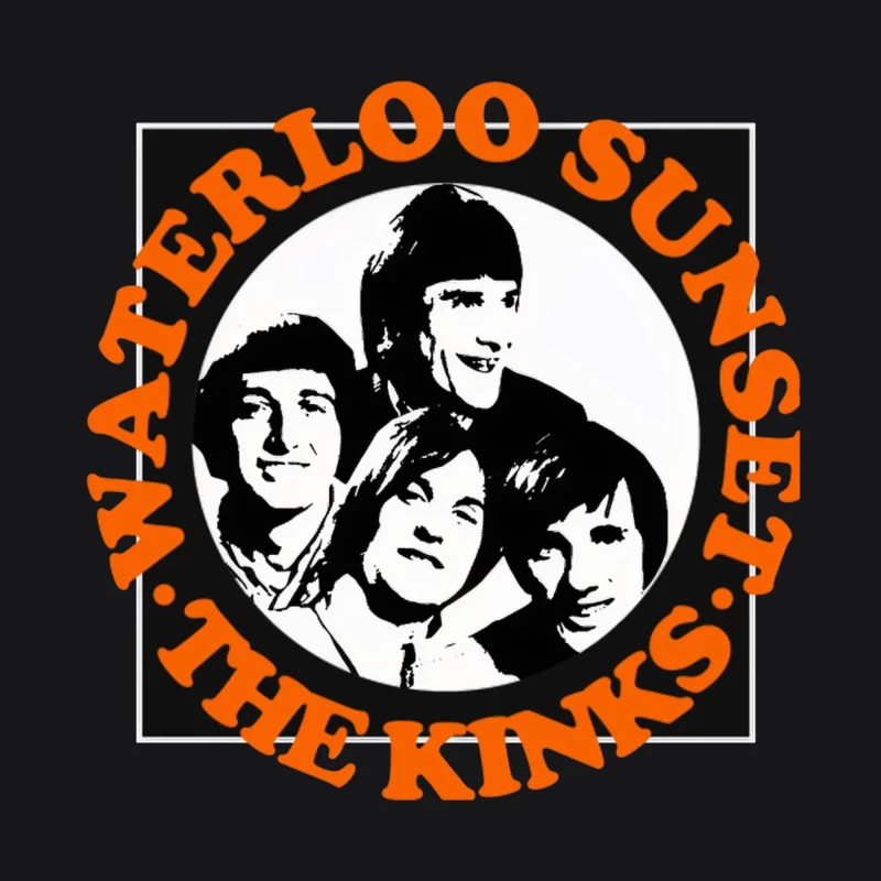 Vintage The Kinks Band Album Cover with Orange Text Male Pullover Hoodie