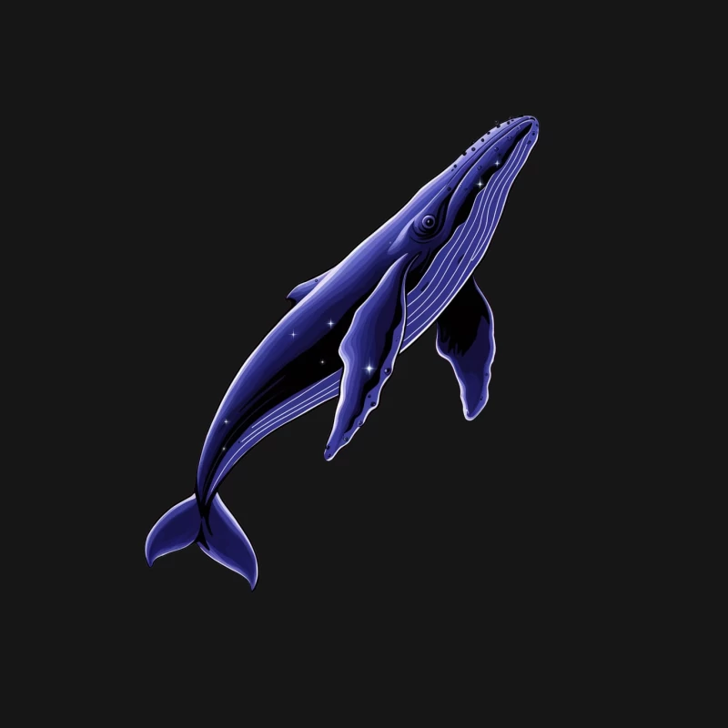 Artistic Blue Whale Under Starry Ocean Female Long Sleeve T-Shirt