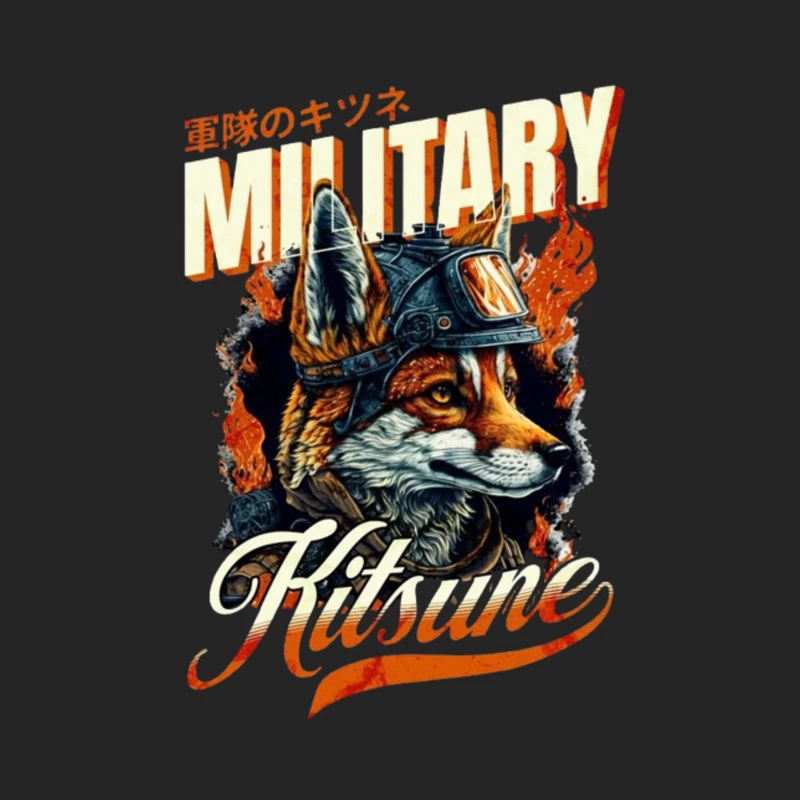 Military Fox: Japanese Vintage Style Helmet Design Male Pullover Sweatshirt